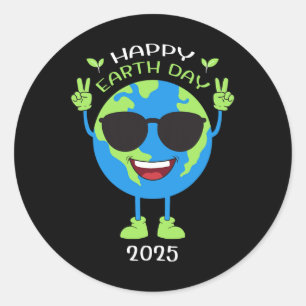 Earth Day 2025 Funny Earth Day Birthday Kids Boys  Classic Round Sticker