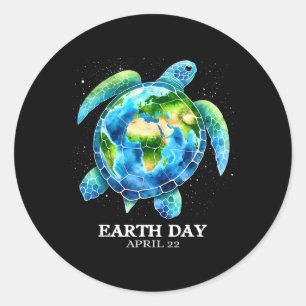Earth Day 2025 Love Earth Sea Turtle Art Save The Classic Round Sticker