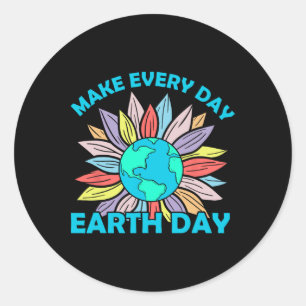 Earth Day 2025 Make Earth Day Every Day Cute Earth Classic Round Sticker