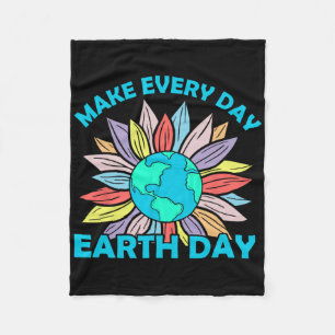 Earth Day 2025 Make Earth Day Every Day Cute Earth Fleece Blanket
