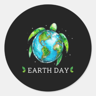 Earth Day 2025 Restore Earth Sea Turtle Art Save T Classic Round Sticker