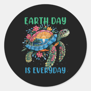Earth Day 2025 Restore Earth Sea Turtle Art Save T Classic Round Sticker