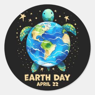 Earth Day 2025 Restore Earth Sea Turtle Art Save T Classic Round Sticker