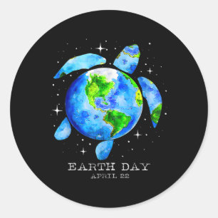 Earth Day 2025 Restore Earth Sea Turtle Art Save T Classic Round Sticker