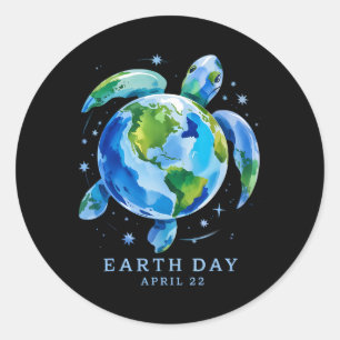 Earth Day 2025 Restore Earth Sea Turtle Art Save T Classic Round Sticker