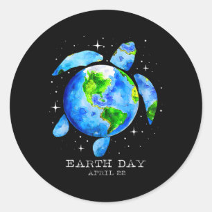 Earth Day 2025 Restore Earth Sea Turtle Art Save T Classic Round Sticker