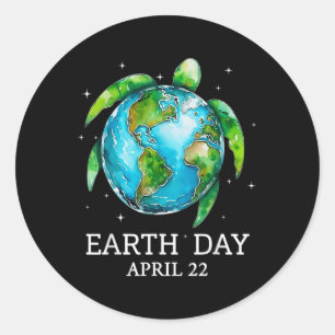 Earth Day 2025 Restore Earth Sea Turtle Art Save T Classic Round Sticker