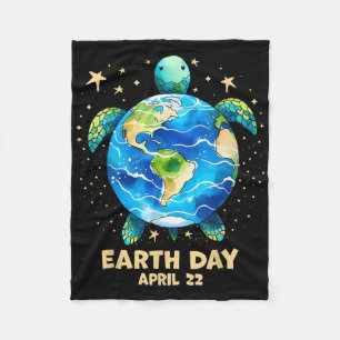 Earth Day 2025 Restore Earth Sea Turtle Art Save T Fleece Blanket