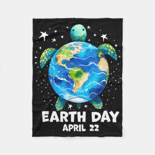 Earth Day 2025 Restore Earth Sea Turtle Art Save T Fleece Blanket