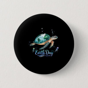 Earth Day 2025 Restore Earth Sea Turtle For Kids M 6 Cm Round Badge