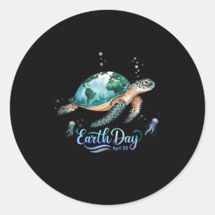 Earth Day 2025 Restore Earth Sea Turtle For Kids M Classic Round Sticker