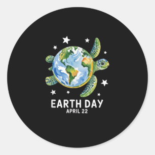 Earth Day 2025 Restore Earth Sea Turtle Save The P Classic Round Sticker