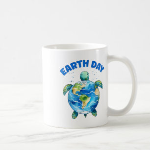 Earth Day 2025 Sea Turtle Art Save The Planet  Coffee Mug