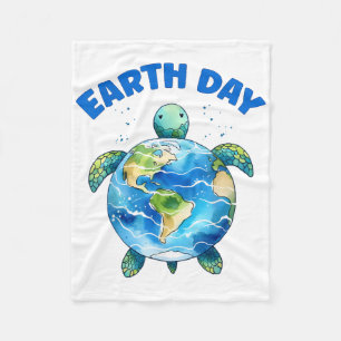 Earth Day 2025 Sea Turtle Art Save The Planet Fleece Blanket