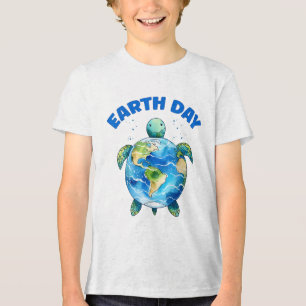 Earth Day 2025 Sea Turtle Art Save The Planet  Tri-Blend Shirt
