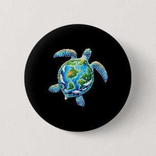 Earth Day 2025 Sea Turtle Save The Planet Women Me 6 Cm Round Badge