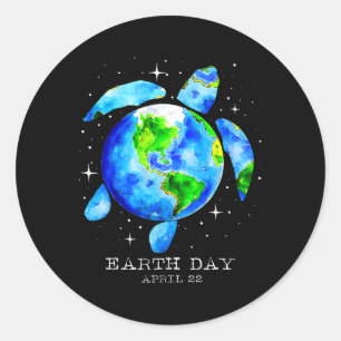 Earth Day 2025restore Earth Sea Turtle Art Save Th Classic Round Sticker