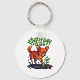 Earth Day 2026 Cute Chihuahua Dog Planting Tree Ca Key Ring