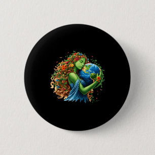 Earth day 2026 green mother nature planet women 6 cm round badge