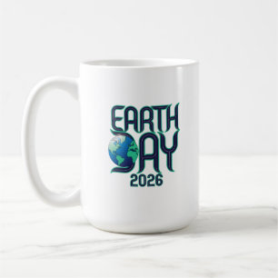 Earth Day 2026 Modern Typography Eco Design Coffee Mug