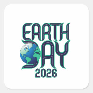 Earth Day 2026 Modern Typography Eco Design Square Sticker