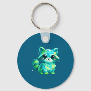 Earth day 2026 raccoon art key ring