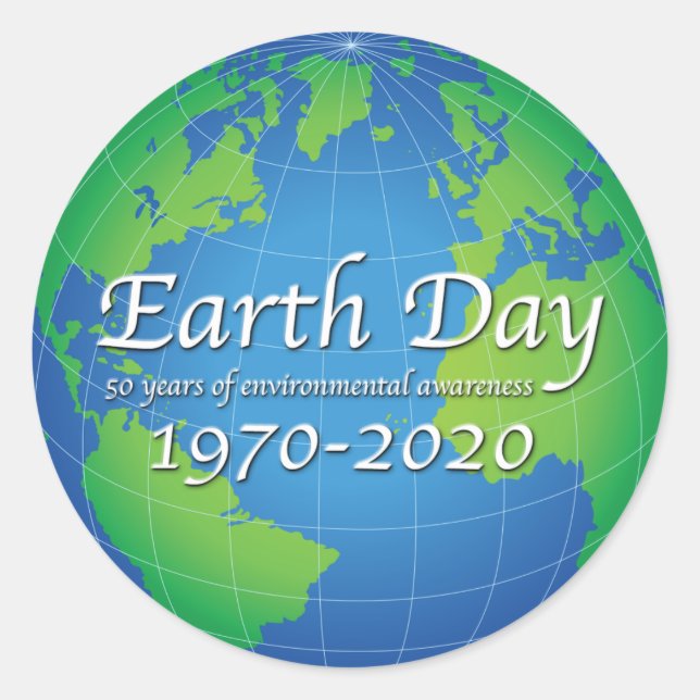 Earth Day 50 Year Anniversary 2020 Classic Round Sticker (Front)