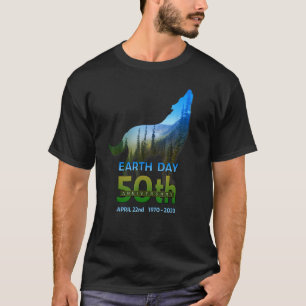 Earth Day 50th Anniversary Wolf Silhouette T-Shirt