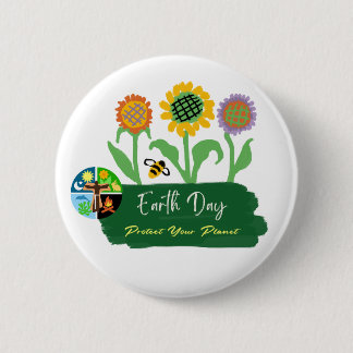 Earth Day 6 Cm Round Badge