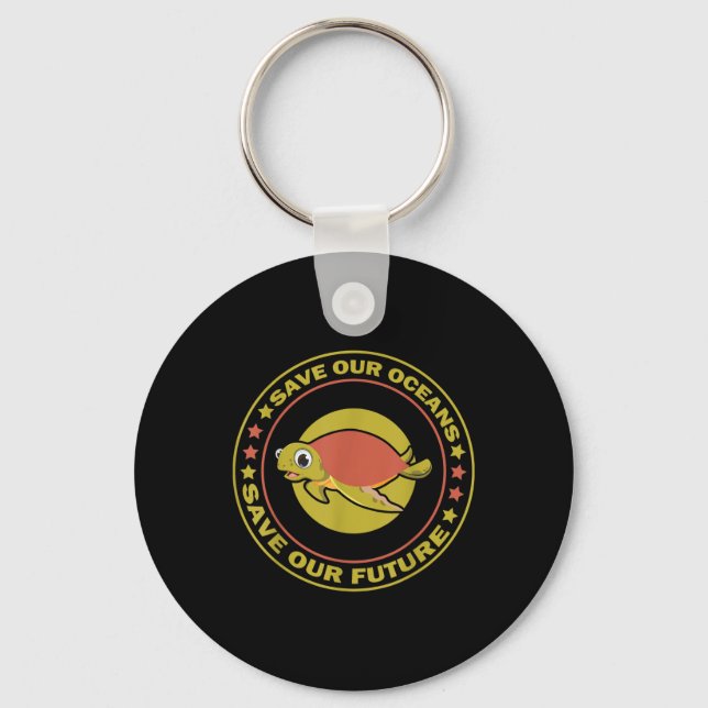 Earth Day Animal Rights Turtle Environmental Prote Key Ring (Front)