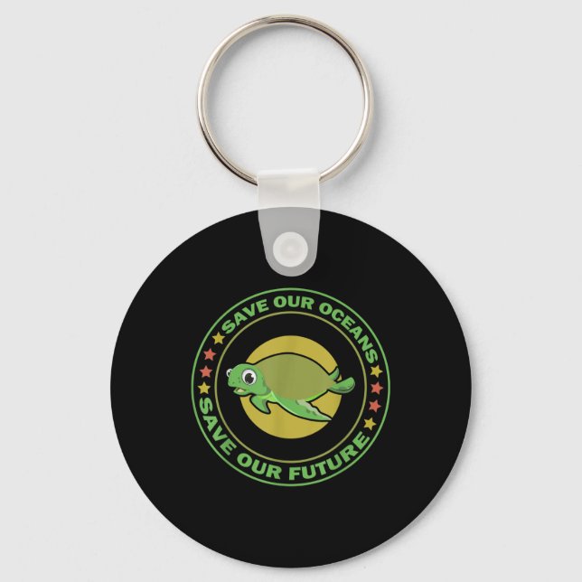 Earth Day Animal Rights Turtle Environmental Prote Key Ring (Front)