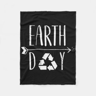 Earth Day Anniversary Cute Vintage Recycling Fleece Blanket