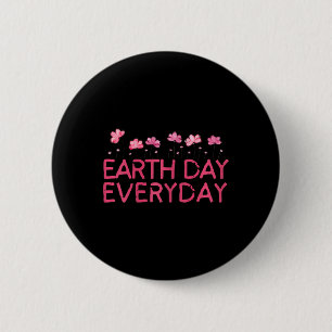 Earth Day April Earth Design With Flowers  6 Cm Round Badge
