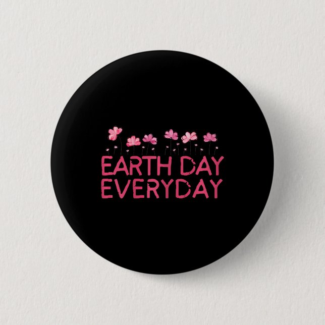 Earth Day April Earth Design With Flowers  6 Cm Round Badge (Front)