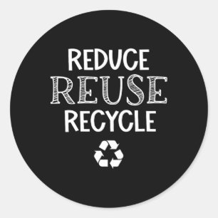 Earth Day Arbor Day Garbage Truck Reduce Reuse Rec Classic Round Sticker