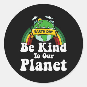 Earth Day Be Kind To Our Planet Retro Vintage Cute Classic Round Sticker