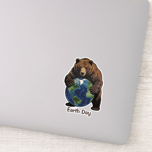 Earth Day Bear Hugging Planet Design (Detail)