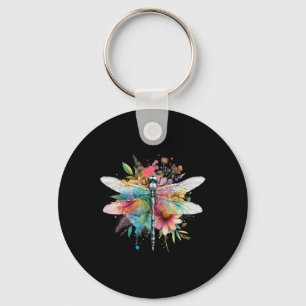 Earth Day Beautiful Dragonfly Watercolor Art Insec Key Ring