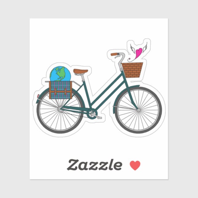 Earth Day Bike with Flying Heart_Pink (Sheet)