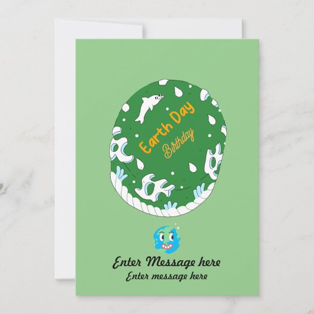 Earth Day Birthday Custom Holiday Card (Front)