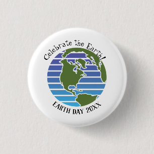 Earth Day Blue Green Globe Map Planet 3 Cm Round Badge