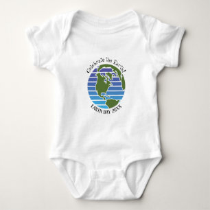 Earth Day Blue Green Globe Map Planet Baby Bodysuit