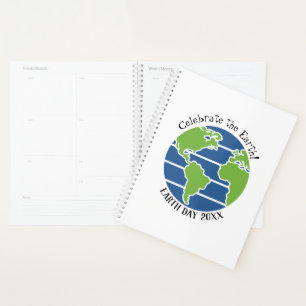 Earth Day Blue Green Globe Map Planet Planner