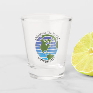 Earth Day Blue Green Globe Map Planet Shot Glass