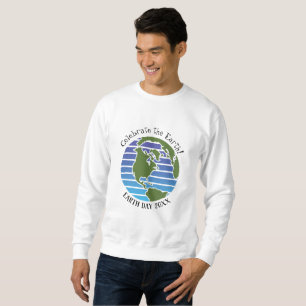 Earth Day Blue Green Globe Map Planet Sweatshirt