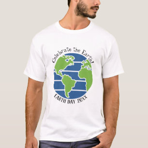 Earth Day Blue Green Globe Map Planet T-Shirt