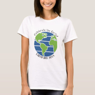 Earth Day Blue Green Globe Map Planet T-Shirt