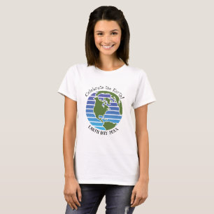 Earth Day Blue Green Globe Map Planet T-Shirt