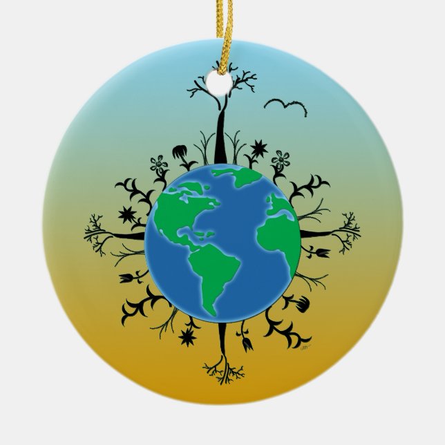 Earth Day Ceramic Tree Decoration (Front)