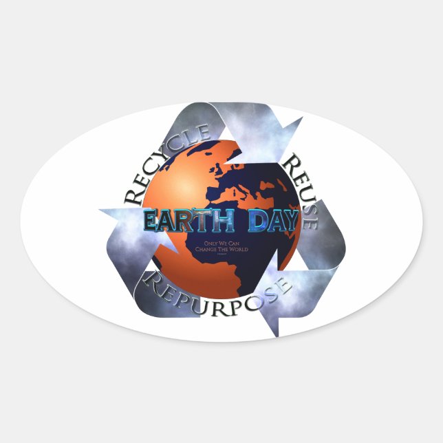 Earth Day Change The World Oval Sticker (Front)